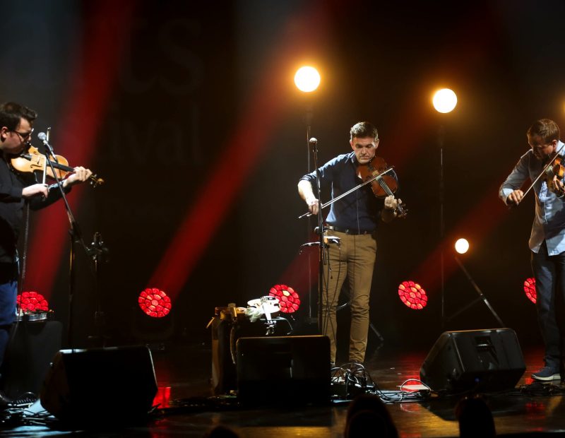 Fidil musician's Damien McGeehan, Aidan O'Donnell and Ciaran O'Maonaigh performing at An Grianan Theatre as part of the Earagail Arts Festival on Saturday evening.
